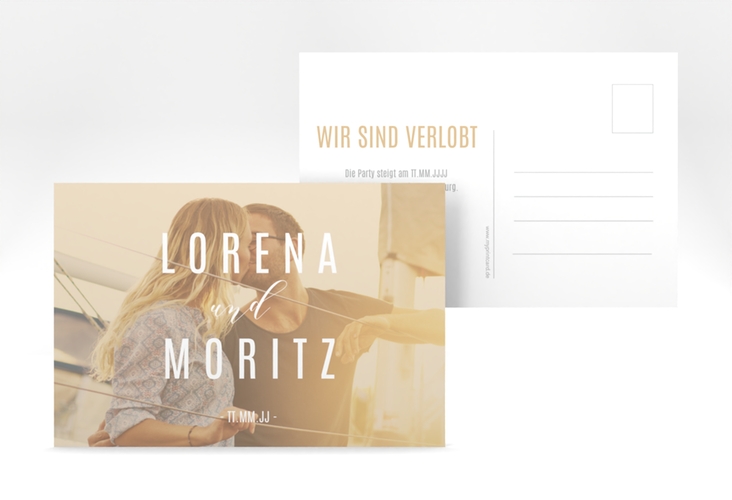 Verlobungskarte Hochzeit Memory A6 Postkarte beige