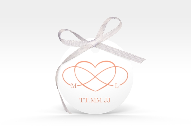 Geschenkanhänger Hochzeit Infinity Geschenkanhänger, rund apricot hochglanz