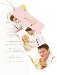 Klick: Details zu Hochzeitseinladung "Glam" anzeigen Hochzeitseinladung Glam Kartentrio rosa