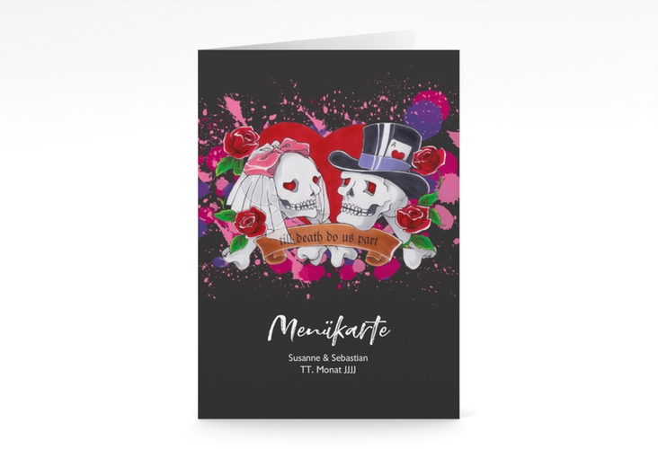 Menükarte Hochzeit Palermo A5 Klappkarte hoch schwarz