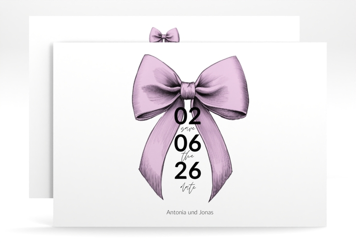 Save the Date-Karte Schleife A6 Karte quer rosa
