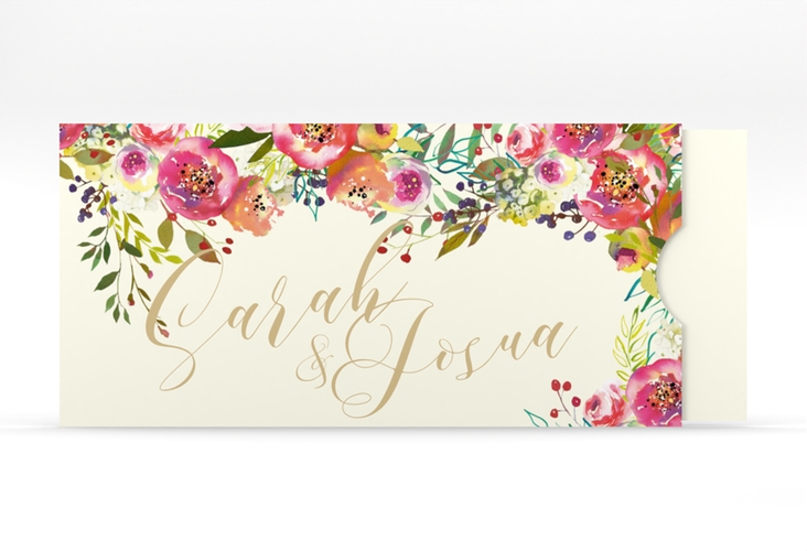 Hochzeitseinladung Flowerbomb Einsteckkarte beige
