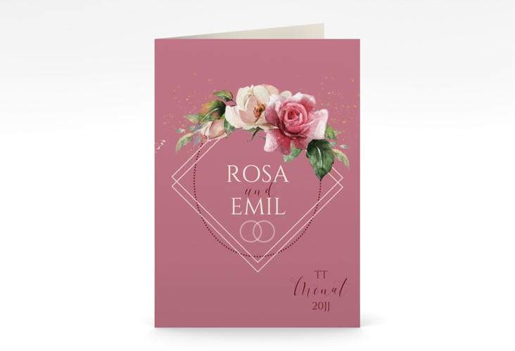 Einladungskarte Hochzeit Rosenbogen A6 Klappkarte hoch rosa hochglanz