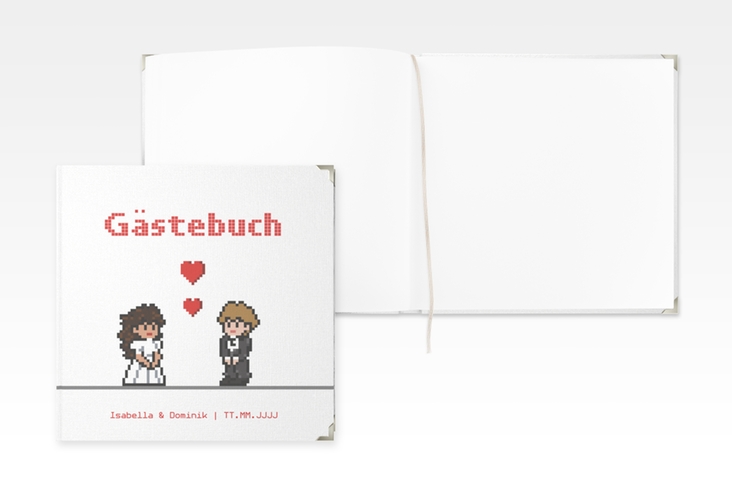 Gästebuch Selection Hochzeit Pixel Leinen-Hardcover weiss