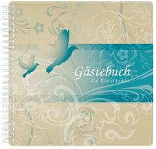 Gästebuch Kommunion Columba Ringbindung tuerkis