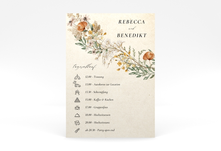 Tagesablauf Poster Hochzeit Wildfang 50 x 70 cm Poster