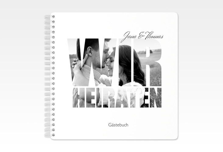 Gästebuch Hochzeit Letters Ringbindung weiss