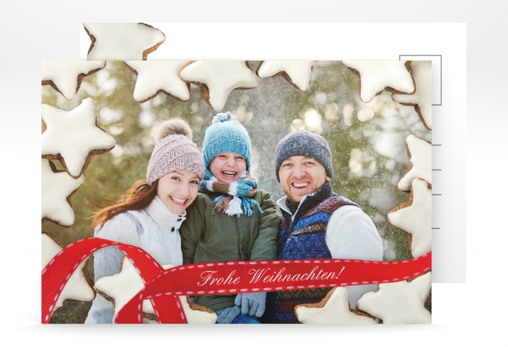 Weihnachtskarte Zuckerguss A6 Postkarte mit Foto und Zimtstern-Rahmen