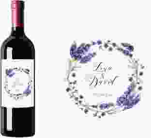 Weinetikett zur Hochzeit "Lavendel" Etikett Weinflasche 4er Set weiss