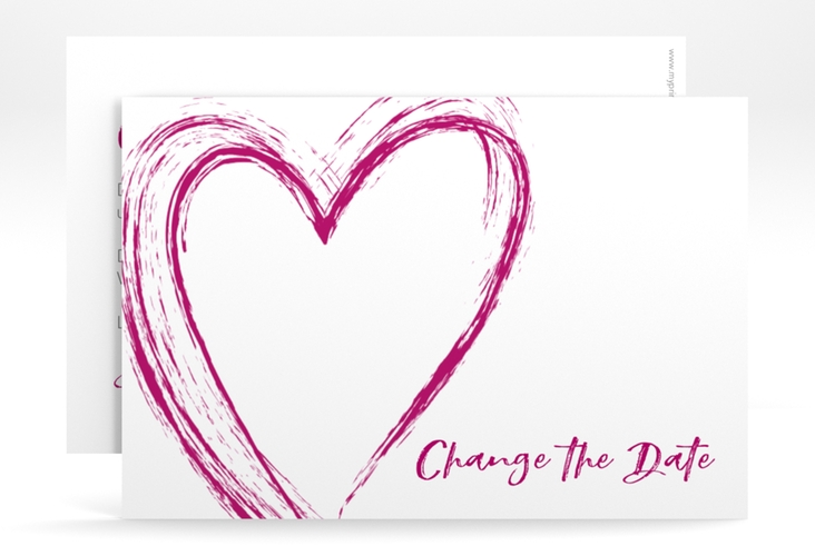 Change the Date-Karte Liebe A6 Karte quer pink hochglanz