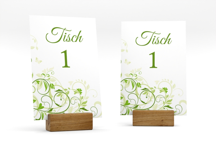 Tischnummer Hochzeit Lilly Tischaufsteller gruen