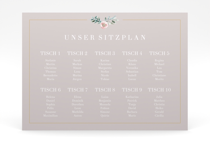 Sitzplan Poster Hochzeit Symphonie 70 x 50 cm Poster rosa