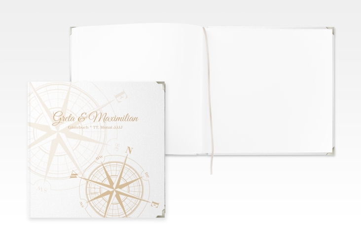 Gästebuch Selection Hochzeit Windrose Leinen-Hardcover beige
