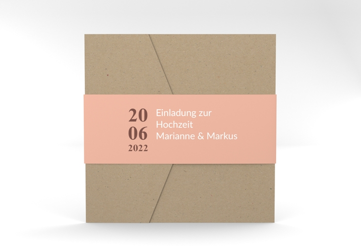 Hochzeitseinladung "Sakura" Pocketfold apricot