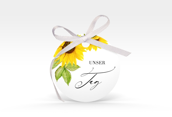 Geschenkanhänger Hochzeit Sonnenblume Geschenkanhänger, rund