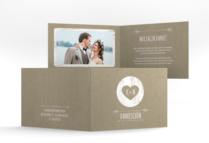 Danksagungskarte Hochzeit Shabby A6 Klappkarte quer