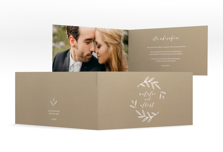 Danksagung Hochzeit  Naturelove lange Klappkarte quer weiss hochglanz