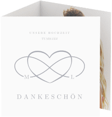 Klick: Details zu Dankeskarte Hochzeit "Infinity" anzeigen Dankeskarte Hochzeit Infinity quadr. Doppel-Klappkarte grau