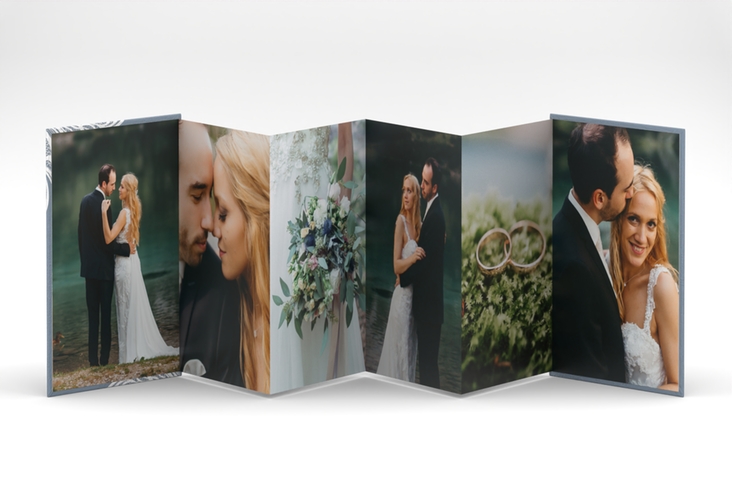 Foto-Leporello Hochzeit Vintage Leporello blau mit floraler Spitze