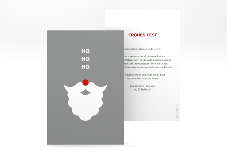 Business-Weihnachtskarte Hohoho A6 Karte hoch grau hochglanz mit kreativer Grafik