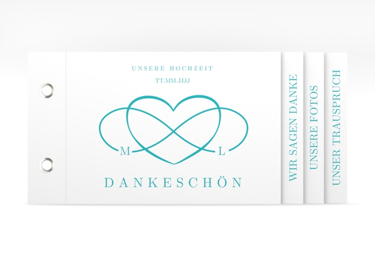 Dankeskarte Hochzeit Infinity Booklet tuerkis hochglanz