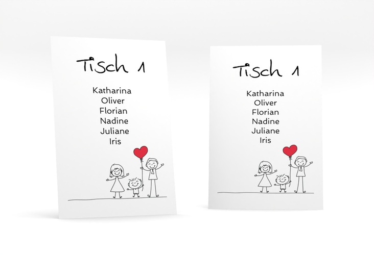 Tischaufsteller Hochzeit Family Tischaufsteller weiss hochglanz