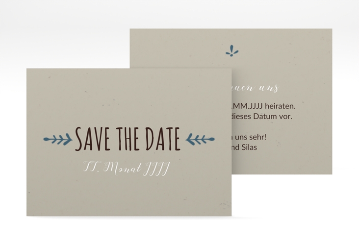 Save the Date-Visitenkarte Eden Visitenkarte quer blau hochglanz