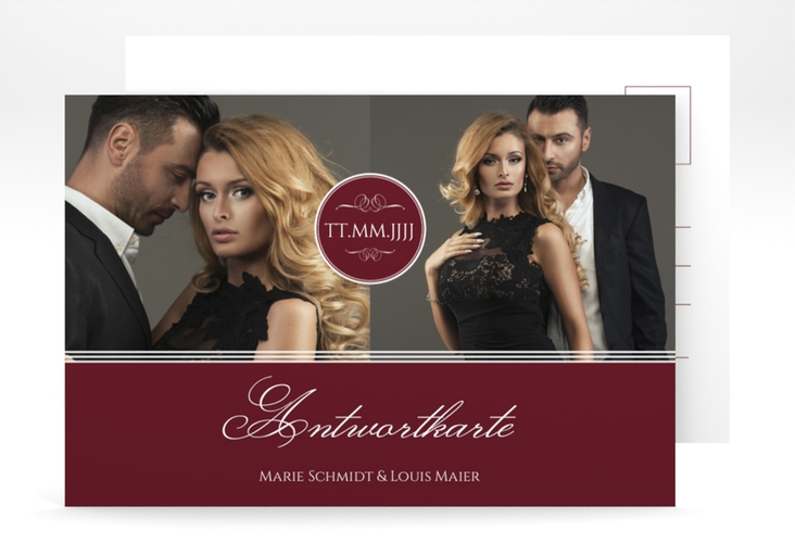 Antwortkarte Hochzeit Elegancy A6 Postkarte rot