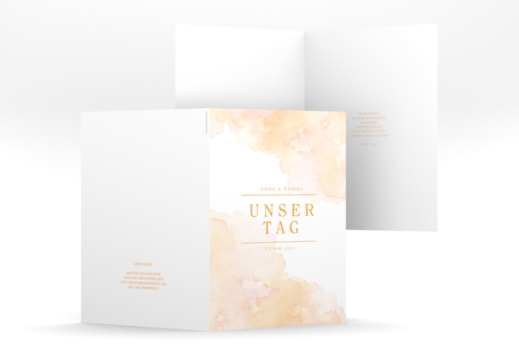 Kirchenheft Hochzeit Blush A5 Klappkarte hoch orange