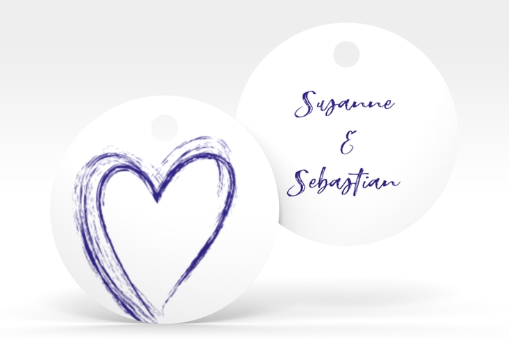 Geschenkanhänger Hochzeit Liebe Geschenkanhänger, rund blau hochglanz