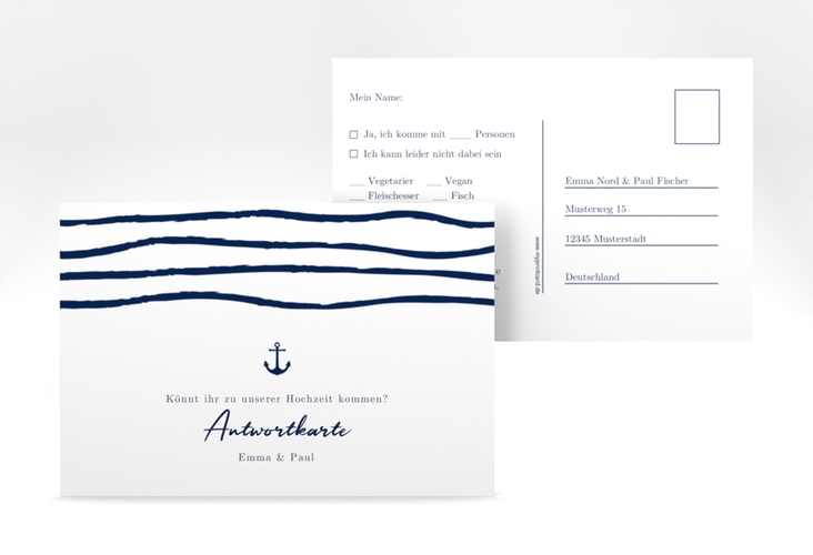 Antwortkarte Hochzeit Liebesanker A6 Postkarte