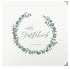 Klick: Details zu Gästebuch Selection Hochzeit "Silverleaf" anzeigen Gästebuch Selection Hochzeit Silverleaf Leinen-Hardcover weiss mit Eukalyptus-Zweig