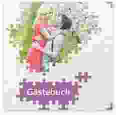 Gästebuch Selection Hochzeit Puzzle Leinen-Hardcover lila