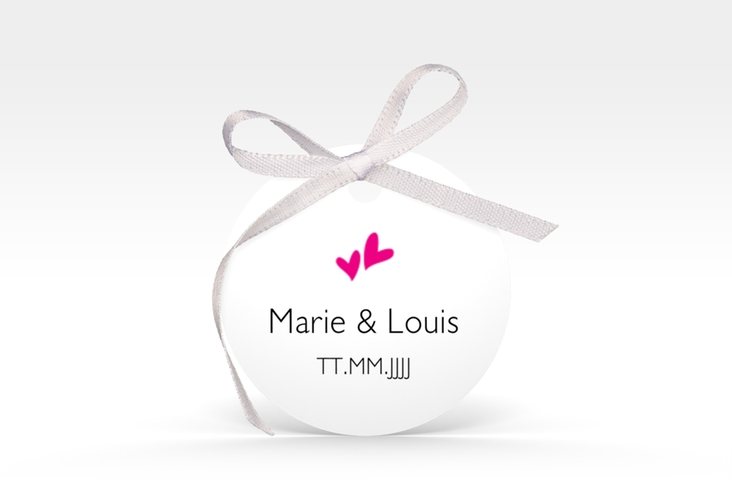 Geschenkanhänger Hochzeit Twohearts Geschenkanhänger, rund pink hochglanz