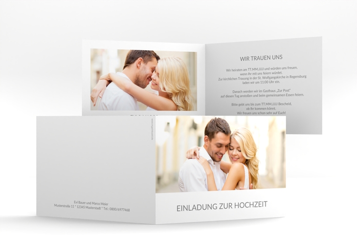 Hochzeitseinladung Vista A6 Klappkarte quer weiss