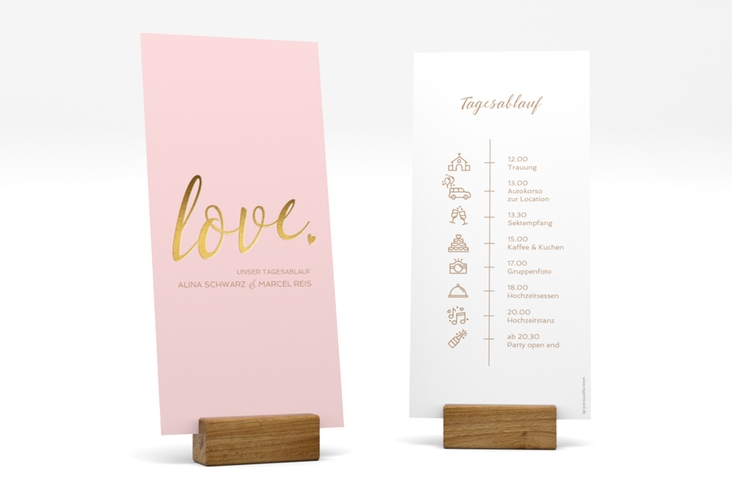 Tagesablauf Hochzeit Glam lange Karte hoch rosa
