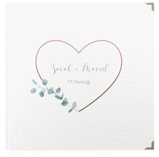 Klick: Details zu Gästebuch Selection Hochzeit "Greenheart" anzeigen Gästebuch Selection Hochzeit Greenheart Leinen-Hardcover rosa mit elegantem Herz und Eukalyptus-Zweig
