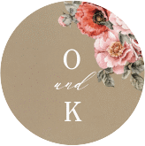 Klick: Details zu Aufkleber Hochzeit "Grazioso" anzeigen Aufkleber Hochzeit Grazioso Aufkleber, selbstklebend, rund Kraftpapier modern mit Mohnblumen und Rosen