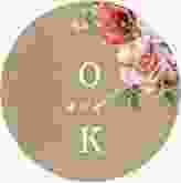 Aufkleber Hochzeit Grazioso Aufkleber, selbstklebend, rund Kraftpapier modern mit Mohnblumen und Rosen