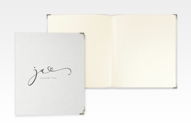 Hochzeitsalbum Jawort 21 x 25 cm weiss modern minimalistisch mit veredelter Aufschrift
