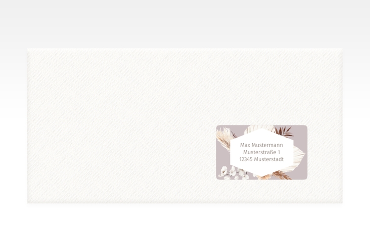 Empfängeretikett Hochzeit Bohemian 63,5 x 38,1 mm flieder
