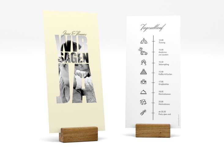 Tagesablauf Hochzeit Letters lange Karte hoch