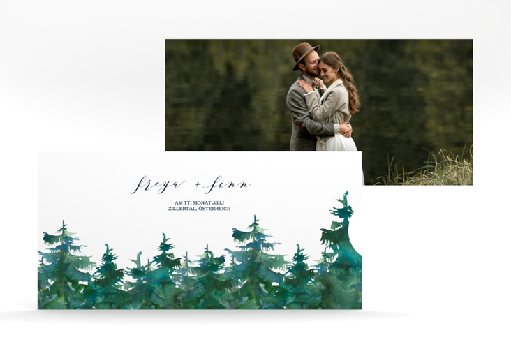 Hochzeitseinladung Evergreen Einsteckkarte weiss hochglanz