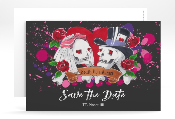 Save the Date-Karte Hochzeit Palermo A6 Karte quer schwarz
