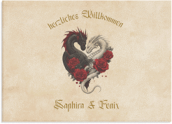 Willkommensschild Leinwand "Drachenliebe"