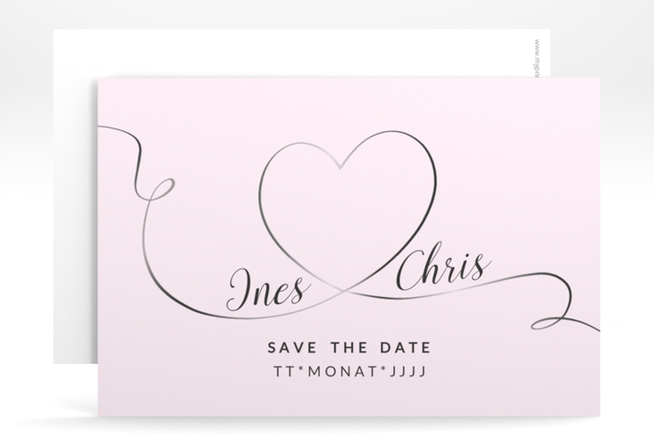 Save the Date-Karte Hochzeit Dolce A6 Karte quer rosa hochglanz