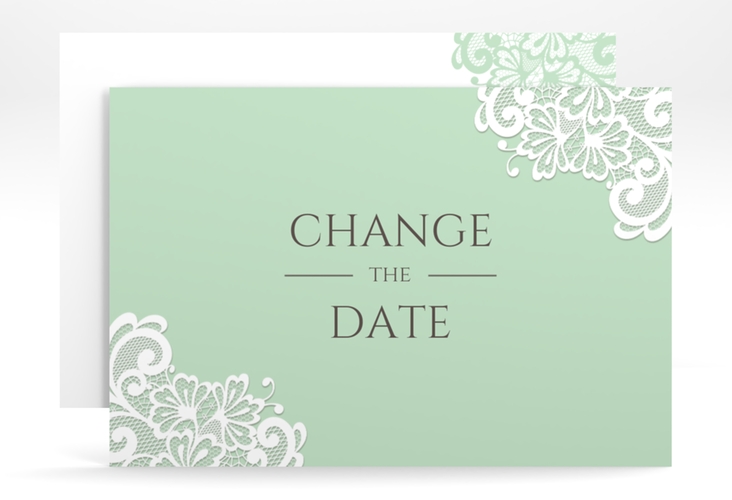 Change the Date-Karte Vintage A6 Karte quer mint mit floraler Spitze