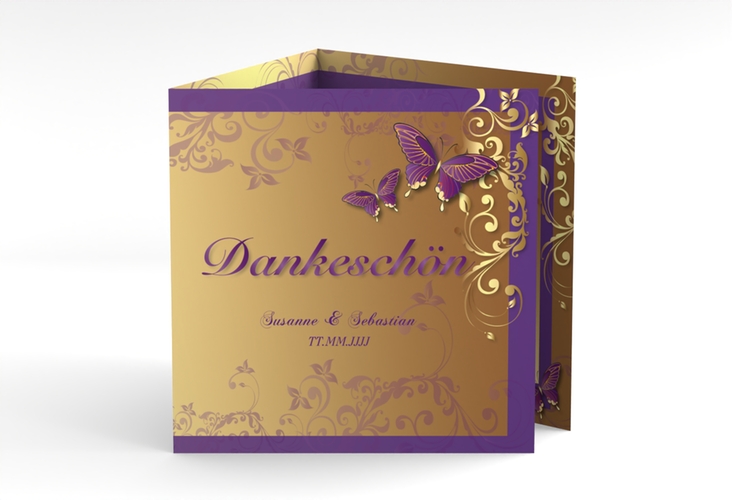 Dankeskarte Hochzeit Toulouse quadr. Doppel-Klappkarte lila