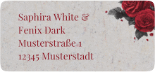 Absenderetikett Hochzeit Drachenliebe 45,7 x 21,2 mm grau mit schwarzem und weißem Drachen zu einem Herz verschlungen