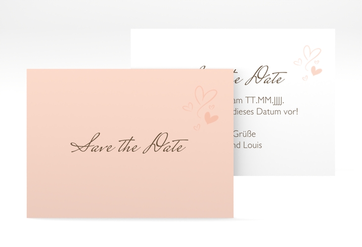 Save the Date-Visitenkarte Purity Visitenkarte quer apricot